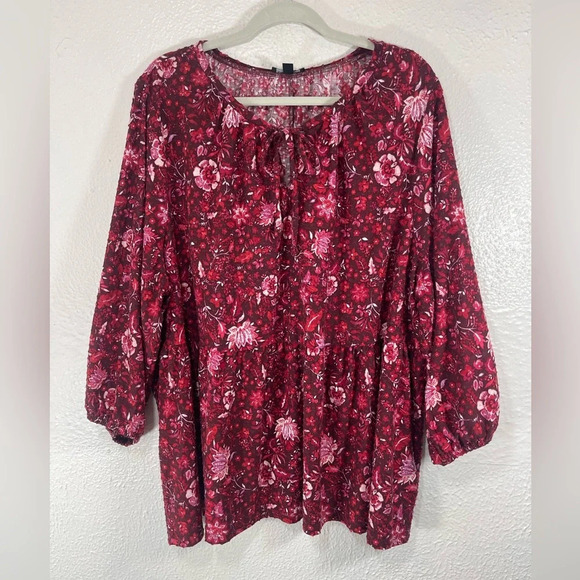 Lane Bryant Floral Front Tie Pullover Blouse Women’s 26/28 Summer Spring Casual - Picture 11 of 11